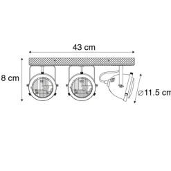 QAZQA Smarte Spots|Smarte Deckenleuchten*Smart Spot Stahl mit Holz neigbar inkl. 3 WiFi GU10 - Emado