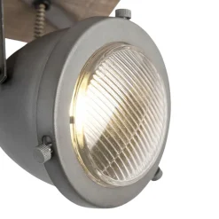 QAZQA Smarte Spots|Smarte Deckenleuchten*Smart Spot Stahl mit Holz neigbar inkl. 3 WiFi GU10 - Emado