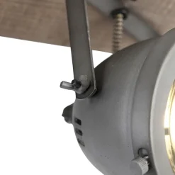 QAZQA Smarte Spots|Smarte Deckenleuchten*Smart Spot Stahl mit Holz neigbar inkl. 3 WiFi GU10 - Emado