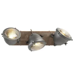 QAZQA Smarte Spots|Smarte Deckenleuchten*Smart Spot Stahl mit Holz neigbar inkl. 3 WiFi GU10 - Emado