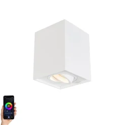 QAZQA Smarte Spots|Smarte Deckenleuchten*Smart Spot weiß inkl. WiFi GU10 verstellbar - Quadro 1 Up