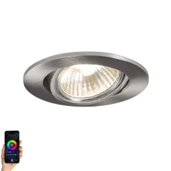QAZQA Smarte Einbaustrahlers|Smarte Spots*Smart versenkbarer Spotstahl kippbar inkl. Wifi GU10 - Cisco