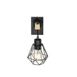 QAZQA Wandleuchten|Wohnzimmerlampen*Smart Wall Lamp Black with Wood Incl. WiFi A60 - Chon