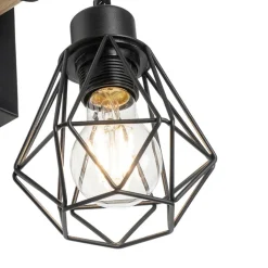 QAZQA Wandleuchten|Wohnzimmerlampen*Smart Wall Lamp Black with Wood Incl. WiFi A60 - Chon