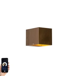 QAZQA Smarte Wandleuchten|Wandleuchten*Smart Wandleuchte Dunkelbronze 8 cm inkl. Wifi G9 - Transfer