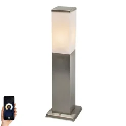 QAZQA Stehlampen Außen|Gartenbeleuchtung*Smart-Außenleuchte 45 cm Stahl inkl. Wifi P45 - Malios