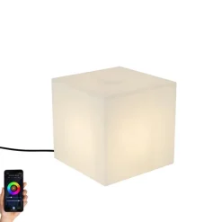 QAZQA Gartenbeleuchtung|Smarte Außenbeleuchtung*Smart-Außenleuchte weiß 30 cm quadratisch inkl. LED A60 IP44 - Nura