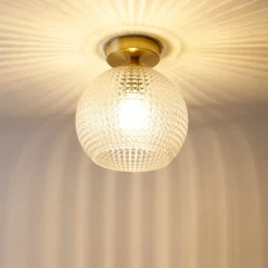 QAZQA Smarte Deckenleuchten|Wohnzimmerlampen*Smarte Art Deco Deckenleuchte Messing inkl. WLAN A60 - Sphere