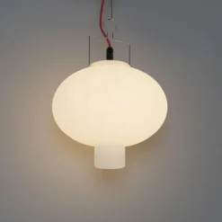 QAZQA Gartenbeleuchtung|Pendelleuchten Außen*Smarte Außen-Hängelampe Weiß 35cm mit rotem Kabel inkl. Wifi A60 - Pion