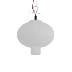 QAZQA Gartenbeleuchtung|Pendelleuchten Außen*Smarte Außen-Hängelampe Weiß 35cm mit rotem Kabel inkl. Wifi A60 - Pion