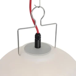 QAZQA Gartenbeleuchtung|Pendelleuchten Außen*Smarte Außen-Hängelampe Weiß 35cm mit rotem Kabel inkl. Wifi A60 - Pion