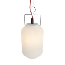 QAZQA Gartenbeleuchtung|Pendelleuchten Außen*Smarte Außenhängeleuchte weiß 20cm mit rotem Stecker inkl. Wifi A60 - Pion