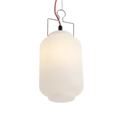 QAZQA Gartenbeleuchtung|Pendelleuchten Außen*Smarte Außenhängeleuchte weiß 20cm mit rotem Stecker inkl. Wifi A60 - Pion