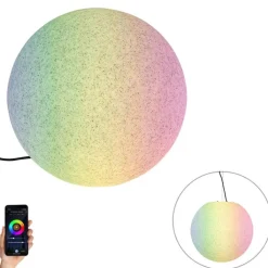 QAZQA Gartenbeleuchtung|Smarte Außenbeleuchtung*Smarte Außenleuchte Grau 45 cm IP44 inkl. LED - Nura