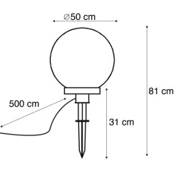 QAZQA Gartenbeleuchtung|Smarte Außenbeleuchtung*Smarte Außenleuchte mit Erdspieß 50 cm IP44 inkl. Wifi A60 - Bol