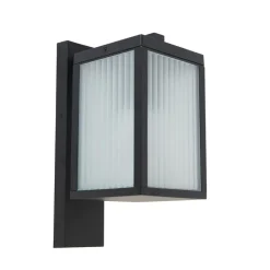 QAZQA Gartenbeleuchtung|Smarte Außenbeleuchtung*Smarte Außenwandlaterne schwarz mit geripptem Glas inkl. WLAN A60 - Charlois