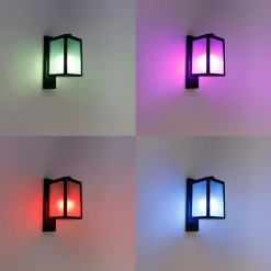 QAZQA Gartenbeleuchtung|Smarte Außenbeleuchtung*Smarte Außenwandlaterne schwarz mit geripptem Glas inkl. WLAN A60 - Charlois