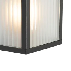 QAZQA Gartenbeleuchtung|Smarte Außenbeleuchtung*Smarte Außenwandlaterne schwarz mit geripptem Glas inkl. WLAN A60 - Charlois