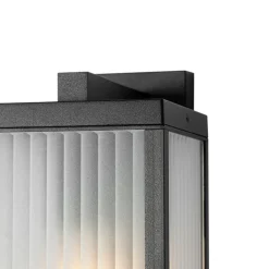 QAZQA Gartenbeleuchtung|Smarte Außenbeleuchtung*Smarte Außenwandlaterne schwarz mit geripptem Glas inkl. WLAN A60 - Charlois