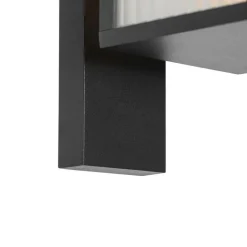 QAZQA Gartenbeleuchtung|Smarte Außenbeleuchtung*Smarte Außenwandlaterne schwarz mit geripptem Glas inkl. WLAN A60 - Charlois