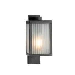 QAZQA Gartenbeleuchtung|Smarte Außenbeleuchtung*Smarte Außenwandlaterne schwarz mit geripptem Glas inkl. WLAN A60 - Charlois