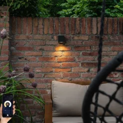 QAZQA Außenwandleuchten|Gartenbeleuchtung*Smarte Außenwandleuchte schwarz IP65 inkl. Wifi GU10 50mm - Baleno