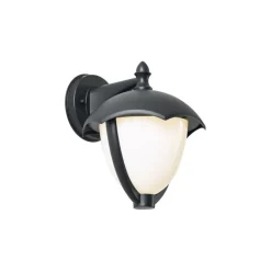 QAZQA Gartenbeleuchtung|Led-Außenleuchten*Smarte Außenwandleuchte schwarz mit Opalglas inkl. LED IP54 - Classica