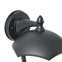 QAZQA Gartenbeleuchtung|Led-Außenleuchten*Smarte Außenwandleuchte schwarz mit Opalglas inkl. LED IP54 - Classica