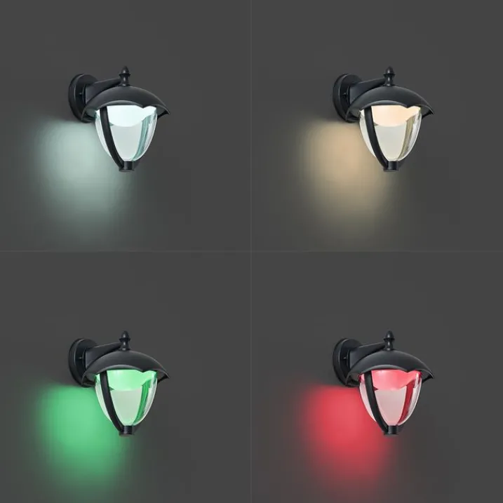 QAZQA Gartenbeleuchtung|Led-Außenleuchten*Smarte Außenwandleuchte schwarz mit Klarglas inkl. LED IP54 - Classica