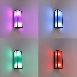 QAZQA Gartenbeleuchtung|Smarte Außenbeleuchtung*Smarte Außenwandleuchte schwarz mit geripptem Glas inkl. 2 WiFi A60 - Charlois