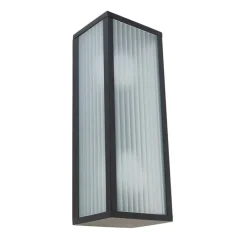 QAZQA Gartenbeleuchtung|Smarte Außenbeleuchtung*Smarte Außenwandleuchte schwarz mit geripptem Glas inkl. 2 WiFi A60 - Charlois