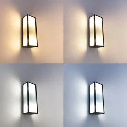 QAZQA Gartenbeleuchtung|Smarte Außenbeleuchtung*Smarte Außenwandleuchte schwarz mit geripptem Glas inkl. 2 WiFi A60 - Charlois