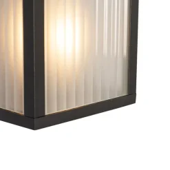 QAZQA Gartenbeleuchtung|Smarte Außenbeleuchtung*Smarte Außenwandleuchte schwarz mit geripptem Glas inkl. 2 WiFi A60 - Charlois