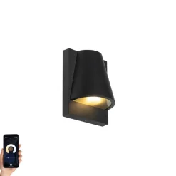 QAZQA Smarte Außenbeleuchtung|Außenwandleuchten*Smarte Außenwandleuchte schwarz IP44 inkl. WiFi GU10 - Femke