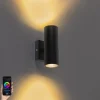 QAZQA Gartenbeleuchtung|Badezimmerlampen*Smarte Außenwandleuchte schwarz IP44 inkl. 2 WiFi GU10 - Duo