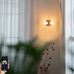 QAZQA Badezimmerlampen|Wandleuchten*Smarte Badezimmer-Wandleuchte schwarz IP44 2-flammig inkl. 2 Wifi G9 - Bath