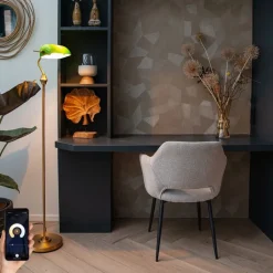 QAZQA Stehlampen|Wohnzimmerlampen*Smarte Banker Stehleuchte Bronze mit grünem Glas inkl. WiFi A60