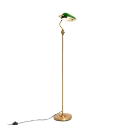 QAZQA Stehlampen|Wohnzimmerlampen*Smarte Banker Stehleuchte Bronze mit grünem Glas inkl. WiFi A60