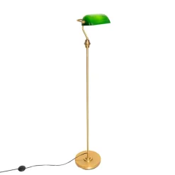 QAZQA Stehlampen|Wohnzimmerlampen*Smarte Banker Stehleuchte Bronze mit grünem Glas inkl. WiFi A60