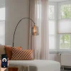 QAZQA Schlafzimmerlampen|Küchenlampen*Smarte Bogen Stehlampe Schwarz mit Gold und Rauchglas inkl. WiFi G95 - Zuzanna