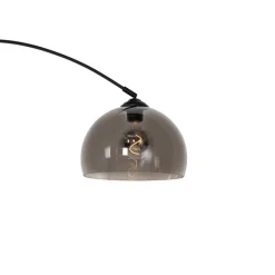 QAZQA Bogenlampen|Stehlampen*Smarte Bogen Stehlampe Schwarz mit Rauchglas inkl. WiFi G95 - Arc