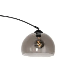 QAZQA Bogenlampen|Stehlampen*Smarte Bogen Stehlampe Schwarz mit Rauchglas inkl. WiFi G95 - Arc