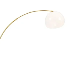 QAZQA Smarte Stehlampen|Bogenlampen*Smarte Bogenlampe aus Messing mit weißem Schirm inkl. WLAN A60 - Arc Basic