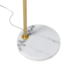 QAZQA Smarte Stehlampen|Bogenlampen*Smarte Bogenlampe aus Messing mit weißem Schirm inkl. WLAN A60 - Arc Basic