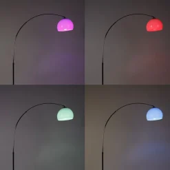 QAZQA Esszimmerlampen|Wohnzimmerlampen*Smarte Bogenlampe Chrom mit weißem Schirm inkl. Wifi A60 - Arc Basic