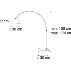 QAZQA Esszimmerlampen|Wohnzimmerlampen*Smarte Bogenlampe Chrom mit weißem Schirm inkl. Wifi A60 - Arc Basic