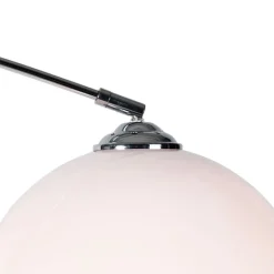 QAZQA Esszimmerlampen|Wohnzimmerlampen*Smarte Bogenlampe Chrom mit weißem Schirm inkl. Wifi A60 - Arc Basic