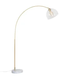 QAZQA Bogenlampen|Stehlampen*Smarte Bogenlampe Messing mit Klarglas inkl. WiFi G95 - Arc