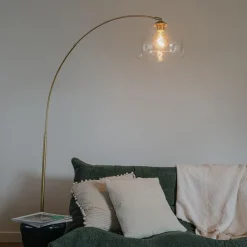QAZQA Bogenlampen|Stehlampen*Smarte Bogenlampe Messing mit Klarglas inkl. WiFi G95 - Arc