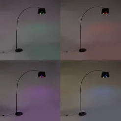 QAZQA Smarte Stehlampen|Bogenlampen*Smarte Bogenlampe schwarz mit Gold inkl. Wifi A60 - Arc Basic
